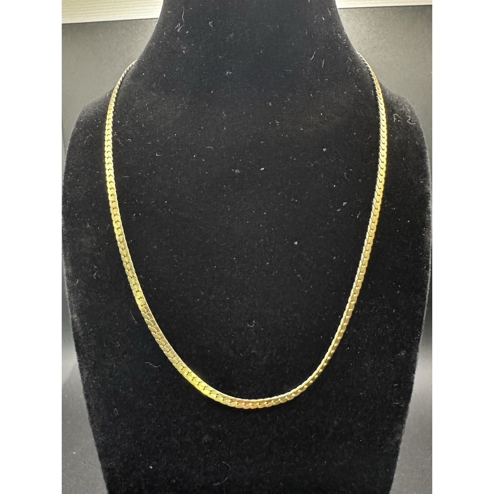 Vintage‎ Flat Gold Tone Chain Necklace Made In Korea - 15"